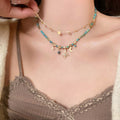 Vintage French Star Moon Faux Crystal Sequin Necklace For Women Light Luxury Collarbone Jewelry view 1