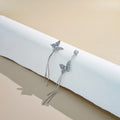 Elegant Asymmetric Butterfly Rhinestone Alloy Silver Needle Long Tassel Drop Statement Earrings view 3