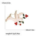 Alloy Enamel Dove Brooch Pin With Flower For Women's Apparel view 4