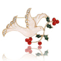 Alloy Enamel Dove Brooch Pin With Flower For Women's Apparel view 5