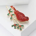 Alloy Red Bird Branch Brooch Pin For Coat And Suit Decoration view 3