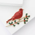 Alloy Red Bird Branch Brooch Pin For Coat And Suit Decoration view 2