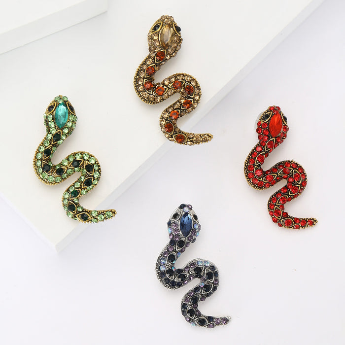 Alloy Rhinestone Snake Brooch Pin For Coat And Suit Decoration