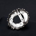 Black Silver Tone Woman Portrait Crystal Metal Brooch Pin view 5