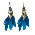 Bohemian Vintage Feather Long Tassel Drop Earrings Geometric Lightweight Statement Ear Hooks view 5