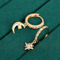2024 Trendy Asymmetric Star Moon Rhinestone Earrings, Korean Japanese Style Ear Cuff Jewelry view 4