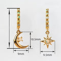 2024 Trendy Asymmetric Star Moon Rhinestone Earrings, Korean Japanese Style Ear Cuff Jewelry view 5