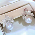 Exquisite Fashion Earring Set, Classic Faux Pearl Floral Earrings Jewelry Accessories For Women view 2
