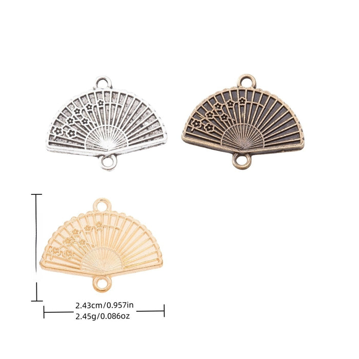 Zinc Alloy Fan Charm Pendant for DIY Necklace Bracelet Jewelry Making