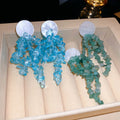Mixed Material Bow Tassel Drop Earrings Fresh Vacation Style Sweet Forest Minimalist Jewelry view 1