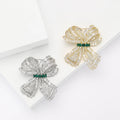 Alloy Micro Pave Zircon Bow Brooch Pin For Women's Apparel view 1