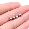 3-6mm Stainless Steel Ball Stud Earrings With Loop Round Bead Pins For DIY Jewelry Findings No Backs view 4