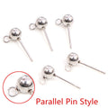 3-6mm Stainless Steel Ball Stud Earrings With Loop Round Bead Pins For DIY Jewelry Findings No Backs view 3
