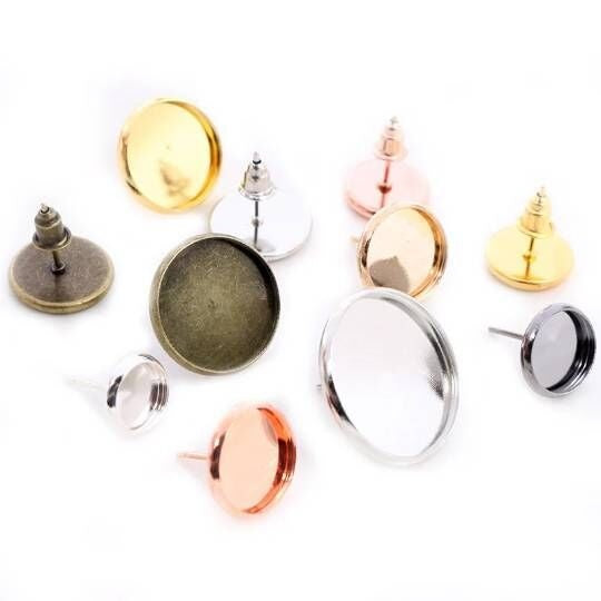 6-20mm Round Stud Earring Tray Base DIY Ear Jewelry Findings Without Ear Backs Stud Earrings
