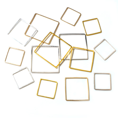 15/20/25mm Square Copper Plated Hollow DIY Earring Findings Jewelry Accessories 0.4g Earrings