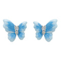 Alloy Blue Butterfly Enamel Rhinestone Stud Earrings Chic Light Luxury Animal Jewelry view 5