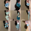 Alloy Blue Butterfly Enamel Rhinestone Stud Earrings Chic Light Luxury Animal Jewelry view 2