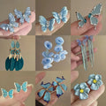 Alloy Blue Butterfly Enamel Rhinestone Stud Earrings Chic Light Luxury Animal Jewelry view 1