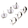 Stainless Steel 6/8/10/12mm Stud Earring Tray Posts With Loop DIY Findings Without Ear Backs 0.5g Stud Earrings view 2