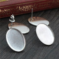 Stainless Steel Oval Stud Earring Tray 13x18mm 18x25mm, 1g DIY Jewelry Findings Without Back Stud Earrings view 1