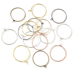 20-40mm Iron Plated Round Wine Glass Earring Hoops, Eye Pin Ear Wire Loops For Beading DIY Earrings