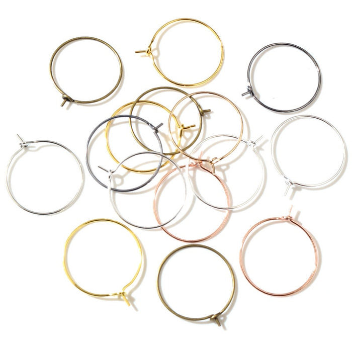 20-40mm Iron Plated Round Wine Glass Earring Hoops, Eye Pin Ear Wire Loops For Beading DIY Earrings