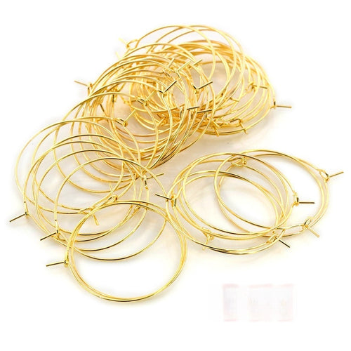 20-40mm Iron Plated Round Wine Glass Earring Hoops, Eye Pin Ear Wire Loops For Beading DIY Earrings