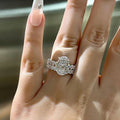 Full Rhinestone Women's Luxury Fashion Ring Set With Large Zircon Couple Rings, 2-Piece Statement Jewelry view 2