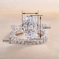 Full Rhinestone Women's Luxury Fashion Ring Set With Large Zircon Couple Rings, 2-Piece Statement Jewelry view 3