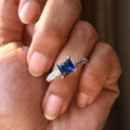 European Fashion Royal Blue Princess Square Ring, Cross Wave Design Women's Finger Jewelry view 1