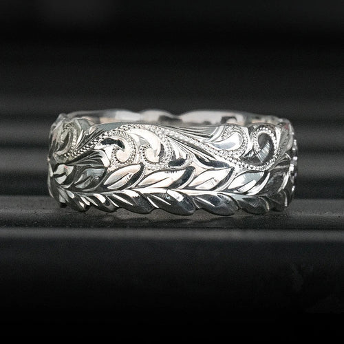 European Vine Leaf Wrap Ring, Textured Plant Theme Wedding Anniversary Gift Finger Ring
