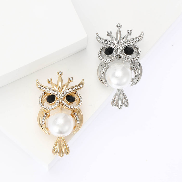 Alloy Pearl Owl Brooch Pin For Women's Animal Apparel Decor