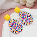Colorful Geometric Oval U Shape Acrylic Drop Earrings With Yellow Studs Creative Bohemian Earrings view 2
