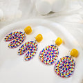 Colorful Geometric Oval U Shape Acrylic Drop Earrings With Yellow Studs Creative Bohemian Earrings view 1