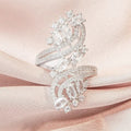 Luxury European American Zircon Petal Wing Ring, Korean Statement Fashion Finger Jewelry view 5