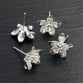 14x14mm Flower Stud Earrings Copper Plated With Loop DIY Jewelry Findings 1g Without Backs view 4