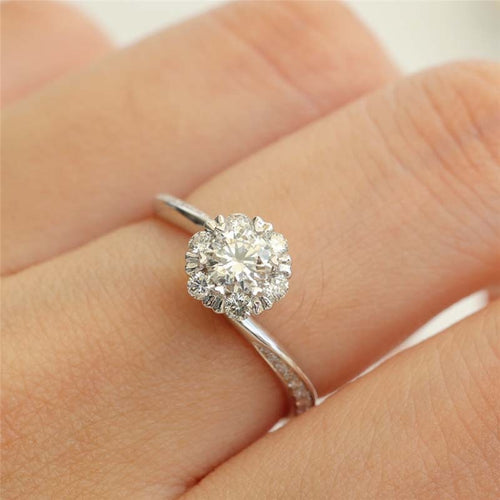 Korean Style Simulated Diamond Bouquet Proposal Ring With Swing Arm Design, Elegant Versatile Finger Ring