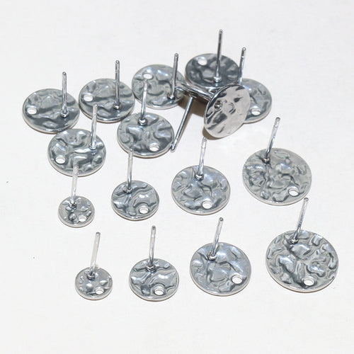 Stainless Steel 6/8/10/12mm Round Stud Earrings With Hole DIY Earring Findings No Backs