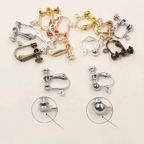 U Shape Adjustable Screw Ear Clips, Non Pierced Earring Findings 15x13mm 1g Earrings
