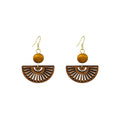 Vintage Bohemian Hollow Fan Shape Wooden Drop Earrings With Alloy Hooks And Bead Ethnic Statement Earrings view 5