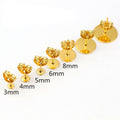100pcs 3-12mm Stainless Steel Flat Post Stud Earrings Water Plated Gold Ear Findings Without Backs view 3