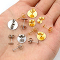 100pcs 3-12mm Stainless Steel Flat Post Stud Earrings Water Plated Gold Ear Findings Without Backs view 4
