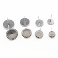 Stainless Steel 6/8/10/12mm Thickened Earring Post Cup Bases Stone Setting Stud Findings 1g Earrings view 4