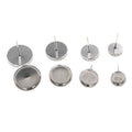 Stainless Steel 6/8/10/12mm Thickened Earring Post Cup Bases Stone Setting Stud Findings 1g Earrings view 5