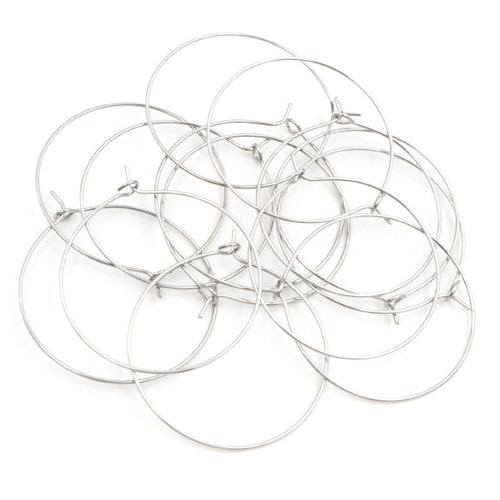 12-45mm Stainless Steel Round Nine Pin Wine Glass Earring Hoops Beading Ear Wire Findings Earrings