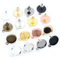 12mm Iron Earring Post Tray Stud Bases With Loop For DIY Earrings Jewelry Accessories No Backs view 1