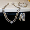 European American Geometric Rhinestone Alloy Necklace Jewelry Set Elegant Fashion Clavicle Chain view 4