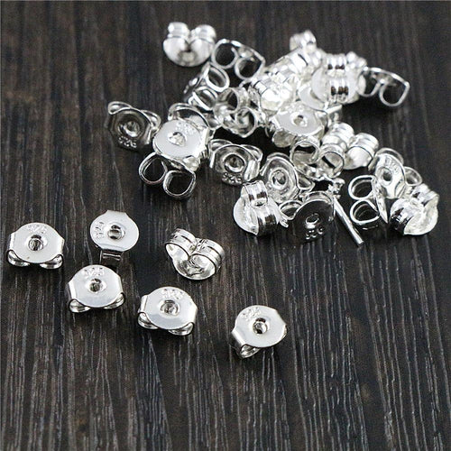 100pcs 5x3mm DIY Earring Findings Copper Plated Brass Ear Backs With 925 Stamp For Studs Earrings