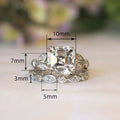 Luxury Floral Square Zircon Princess Couple Rings, Fashion Engagement Jewelry For Women view 4