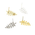15x13mm Copper Plated Leaf Shape Ear Stud Posts With Loop DIY Earring Jewelry Findings 0.7g Earrings view 5